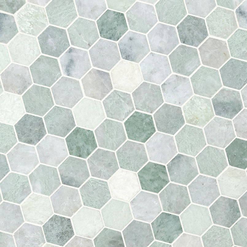 Icelandic Green 2” Hexagon Mosaic Tile thumbnail 2