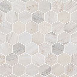Angora Polished 2" Hexagon Mosaic Tile thumbnail 5
