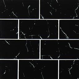 Nero Marquina 3x6 Glass Tile thumbnail 6