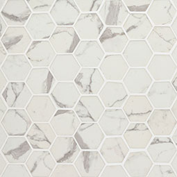 Statuario Celano Hexagon Mosaic Tile thumbnail 5