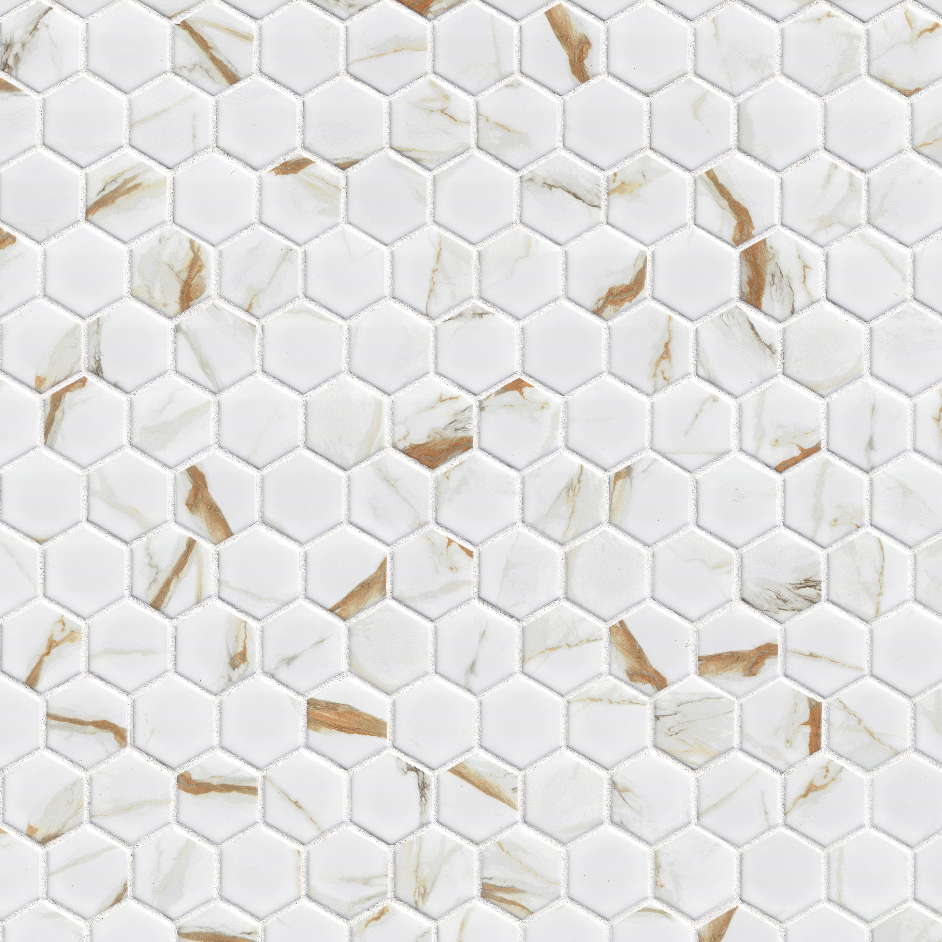 Calacatta Gold Matte 2" Hexagon thumbnail 2