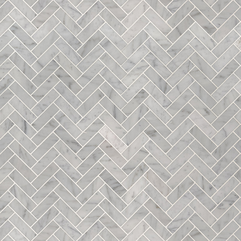 Carrara White 1x3 Herringbone Polished thumbnail 3