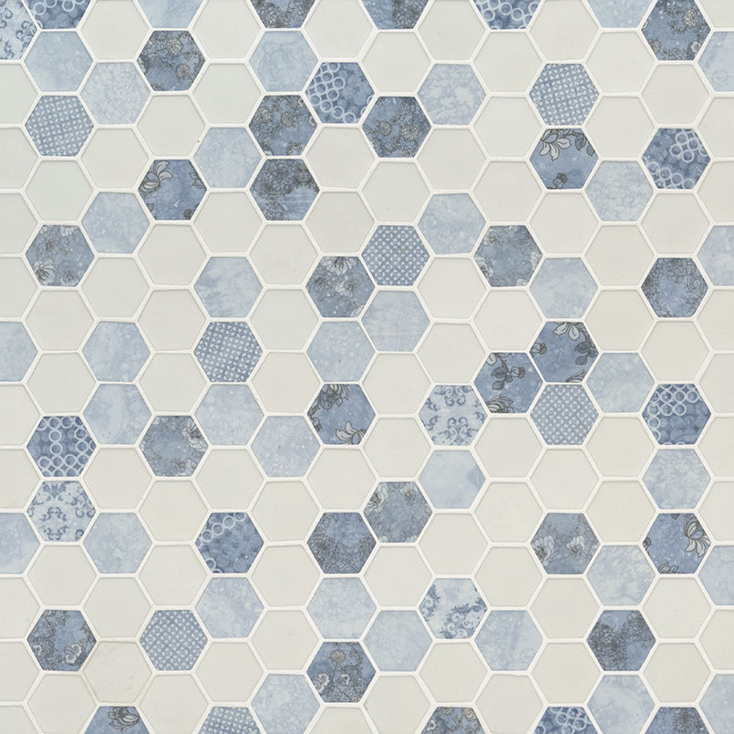 Vista Azul Hexagon Mosaic Tile thumbnail 2