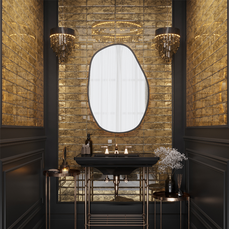 3×6 Beveled Gold Mirror Glass Subway Tile thumbnail 2