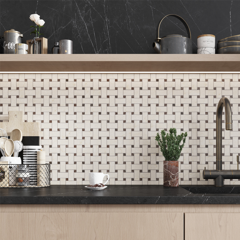Velanza Crema Basket Weave Mosaic thumbnail 2