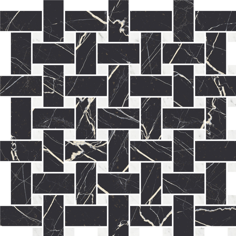 Velanza Nero Basket Weave Mosaic