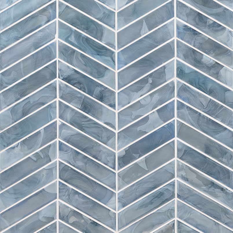 Blue Shimmer Chevron Pattern Tile