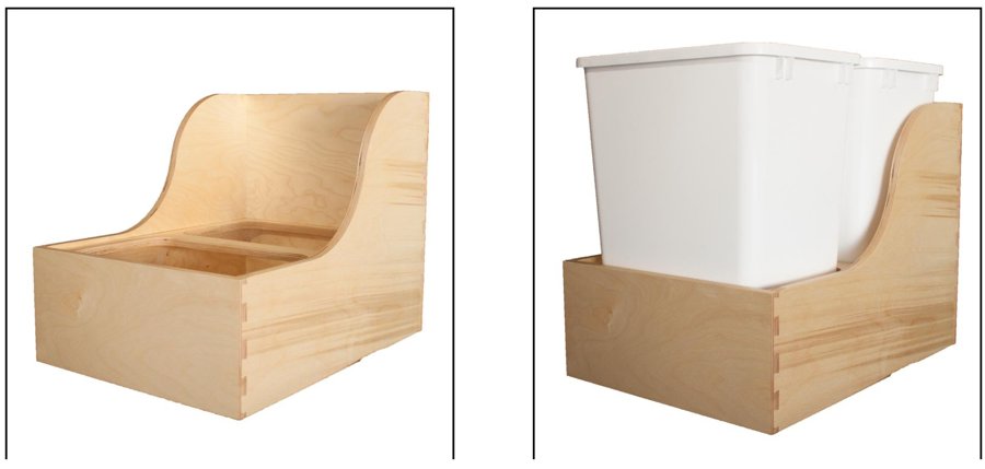Scalloped with Double Lateral Bin drawer box