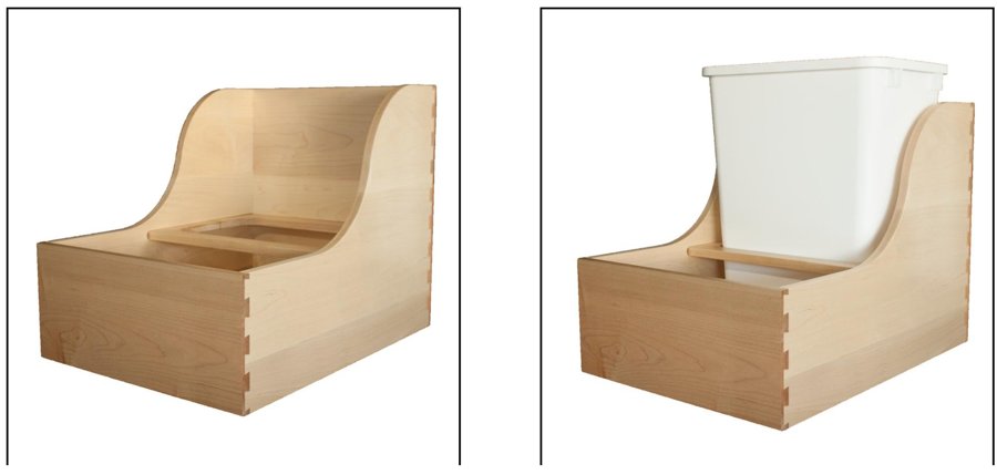 Scalloped with Single Lateral Bin drawer box